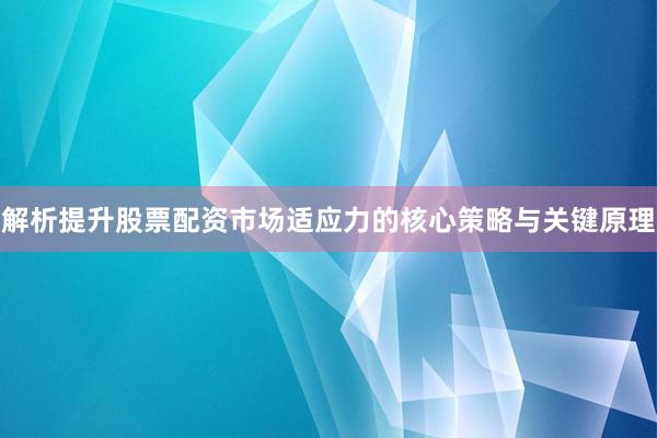 解析提升股票配资市场适应力的核心策略与关键原理