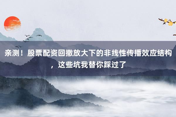 亲测!股票配资回撤放大下的非线性传播效应结构,这些坑我替你踩过了