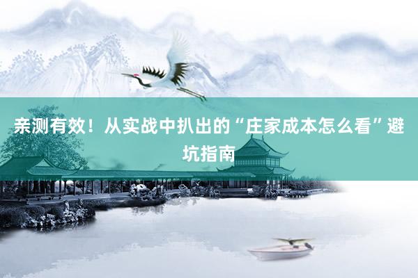 亲测有效!从实战中扒出的“庄家成本怎么看”避坑指南