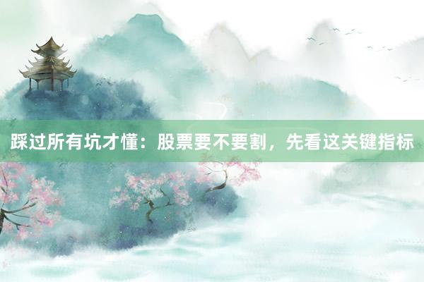 踩过所有坑才懂：股票要不要割，先看这关键指标