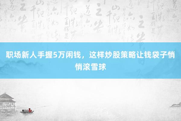 职场新人手握5万闲钱，这样炒股策略让钱袋子悄悄滚雪球