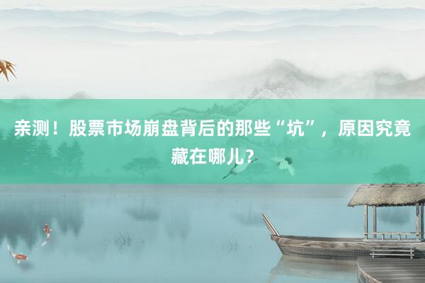 亲测！股票市场崩盘背后的那些“坑”，原因究竟藏在哪儿？