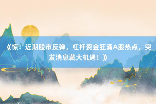 《惊！近期股市反弹，杠杆资金狂涌A股热点，突发消息藏大机遇！》