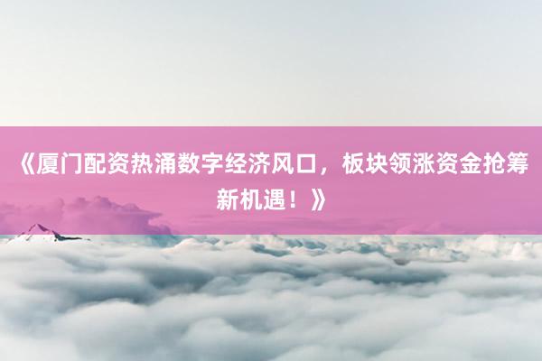《厦门配资热涌数字经济风口,板块领涨资金抢筹新机遇!》